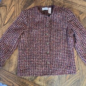 Vintage Alfred Dunner Women's Nubby Tweed Button Up Blazer, Fully Lined, Sz 14P
